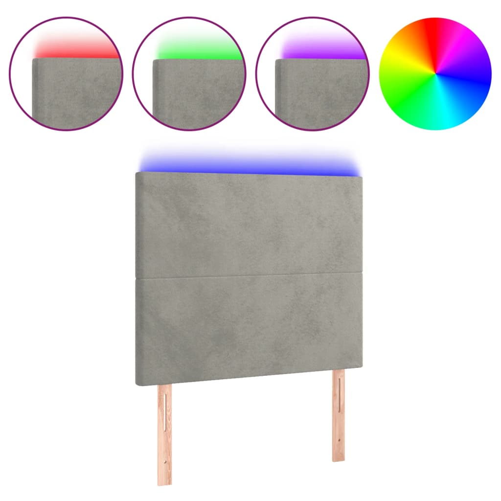 LED uzglavlje svjetlosivo 90x5x118/128 cm baršunasto
