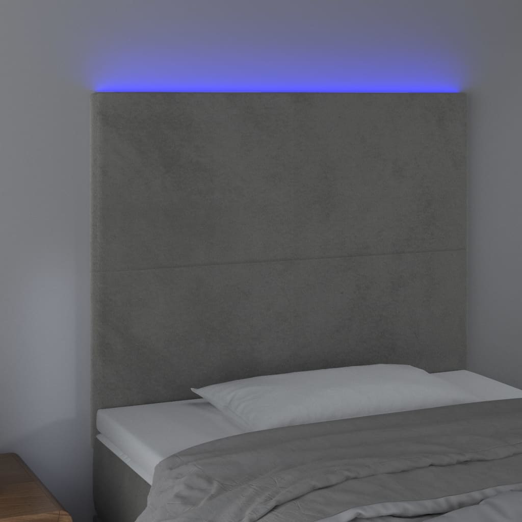LED uzglavlje svjetlosivo 90x5x118/128 cm baršunasto