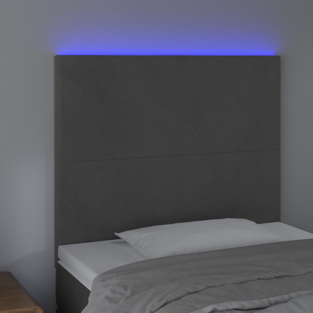 LED uzglavlje tamnosivo 90x5x118/128 cm baršunasto