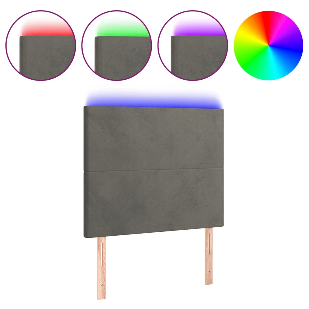 LED uzglavlje tamnosivo 100x5x118/128 cm baršunasto