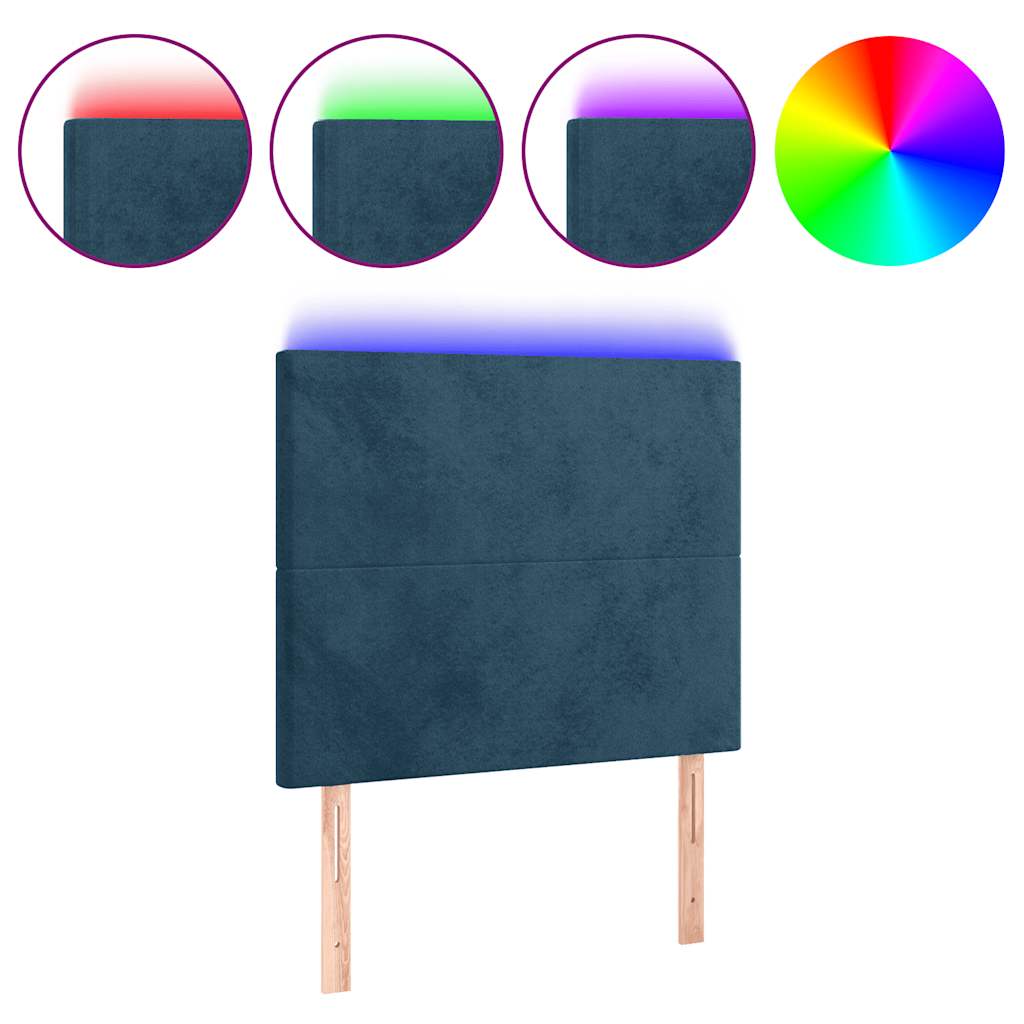 LED uzglavlje tamnoplavo 100x5x118/128 cm baršunasto