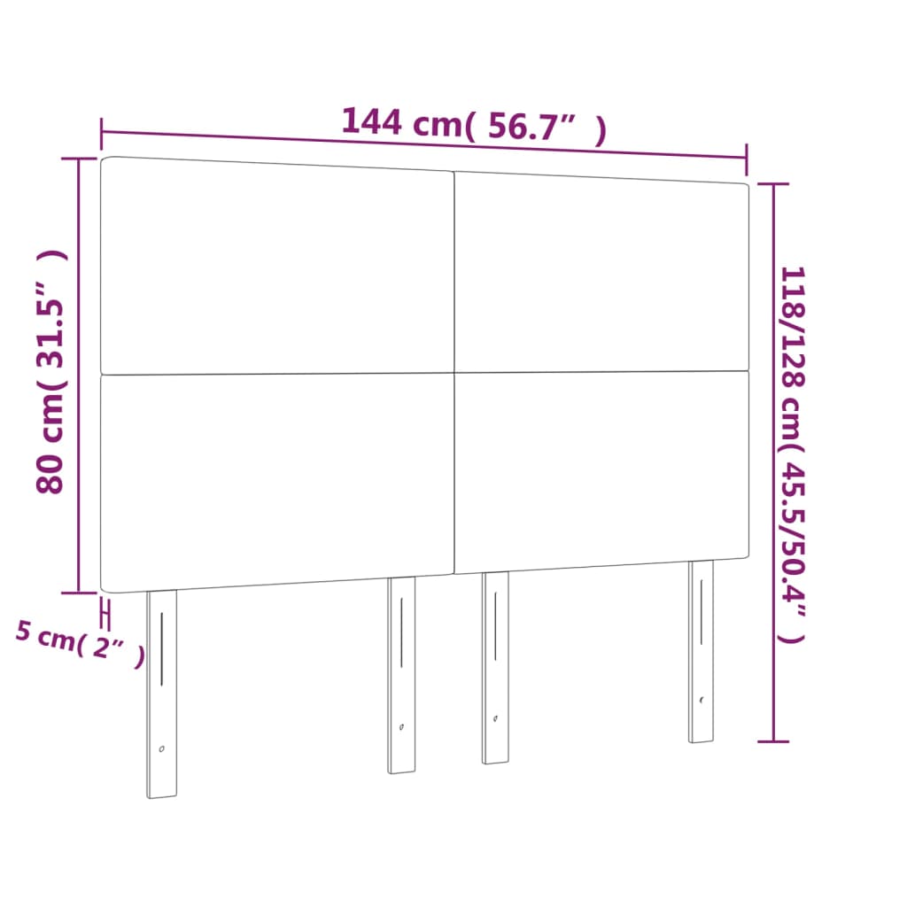 LED uzglavlje crno 144x5x118/128 cm baršunasto