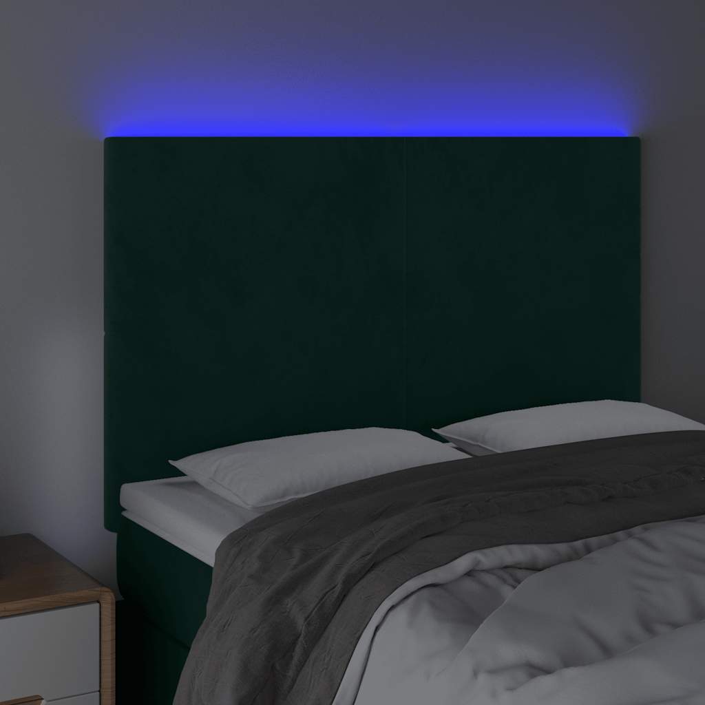 LED uzglavlje tamnozeleno 144x5x118/128 cm baršunasto