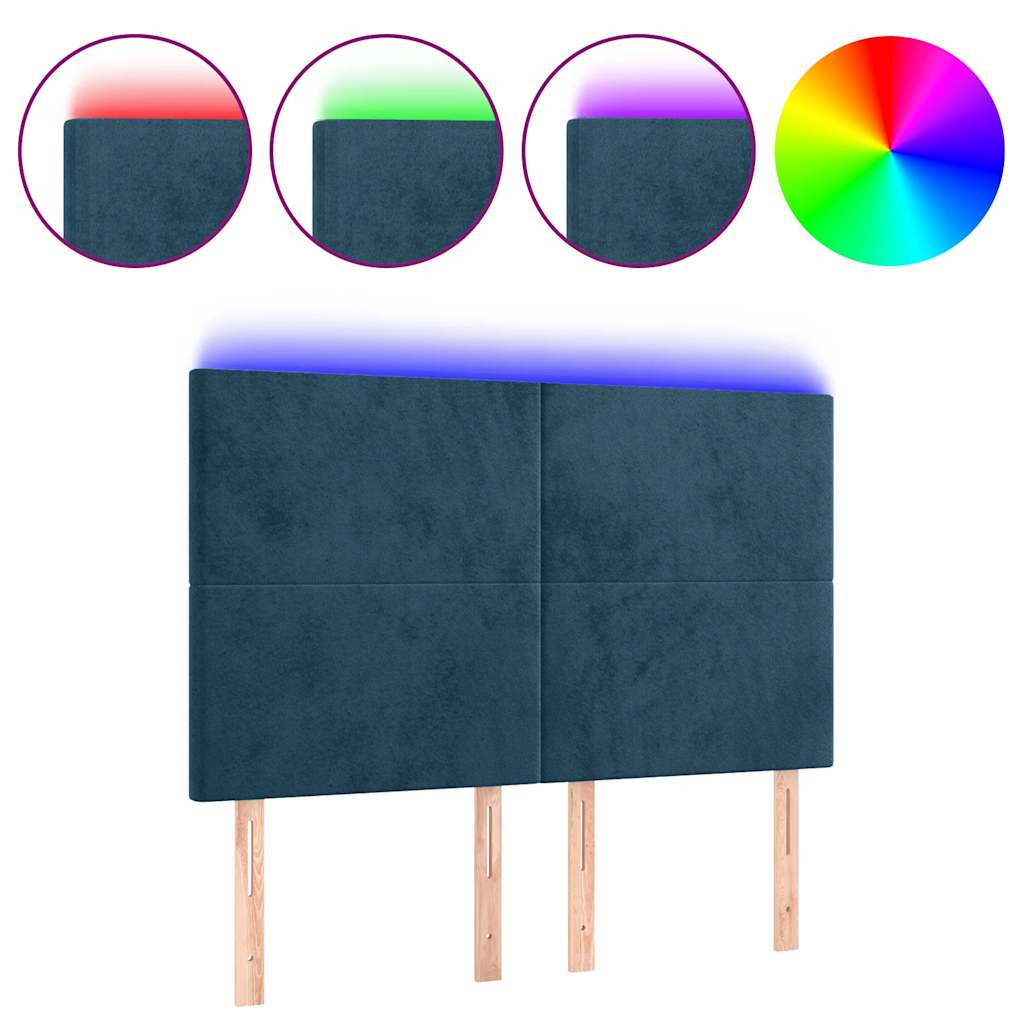 LED uzglavlje tamnoplavo 144x5x118/128 cm baršunasto