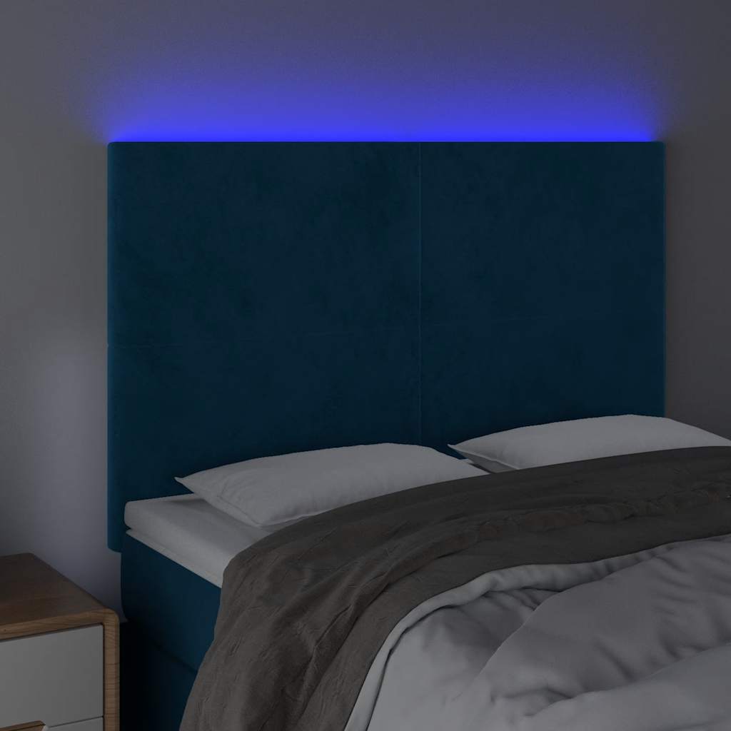 LED uzglavlje tamnoplavo 144x5x118/128 cm baršunasto