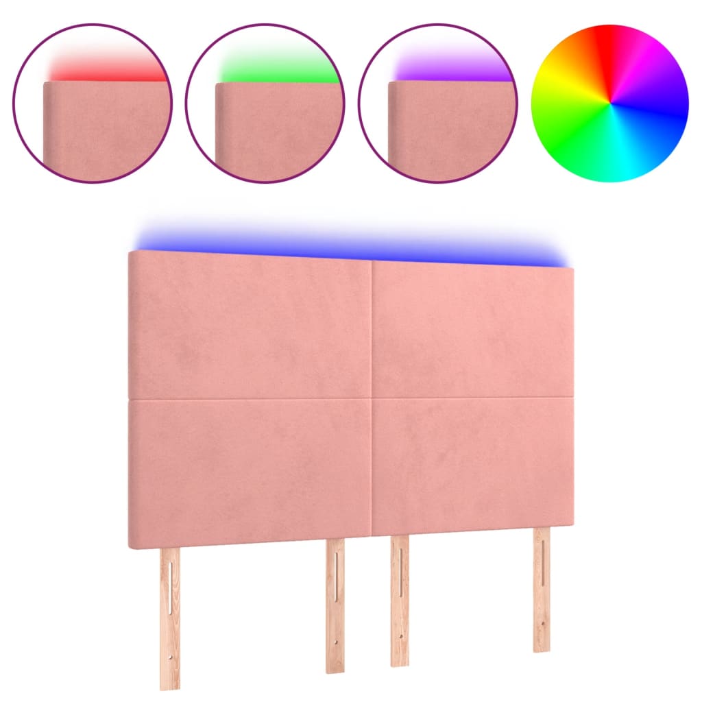 LED uzglavlje ružičasto 144x5x118/128 cm baršunasto