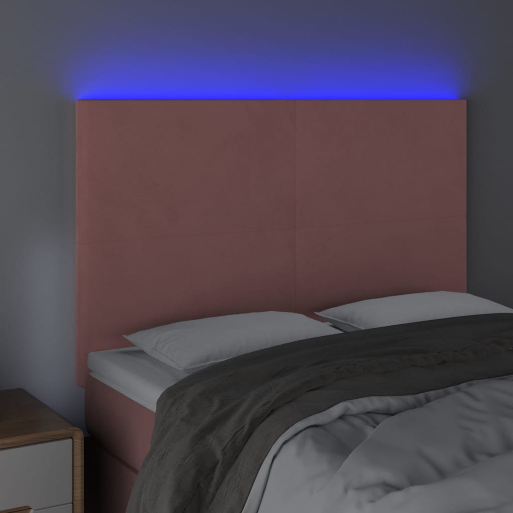LED uzglavlje ružičasto 144x5x118/128 cm baršunasto