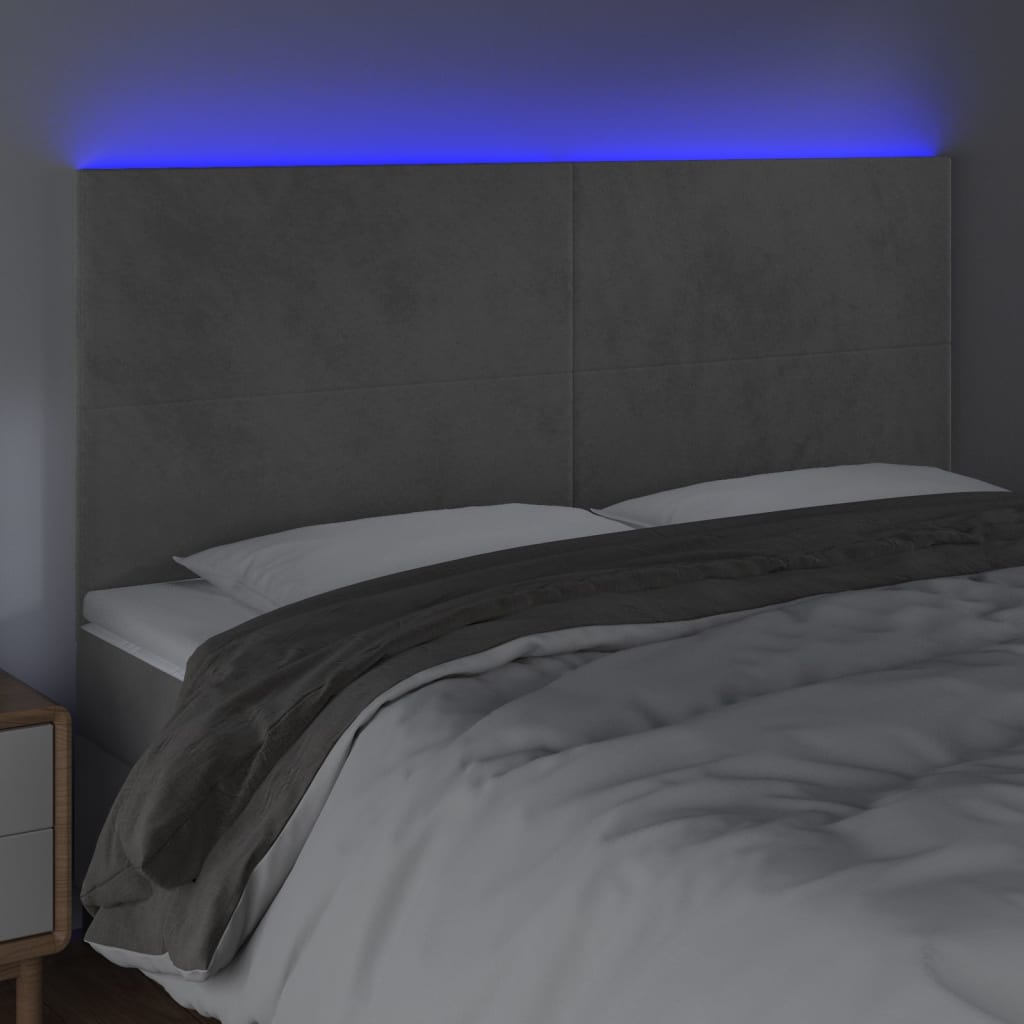 LED uzglavlje svjetlosivo 160x5x118/128 cm baršunasto