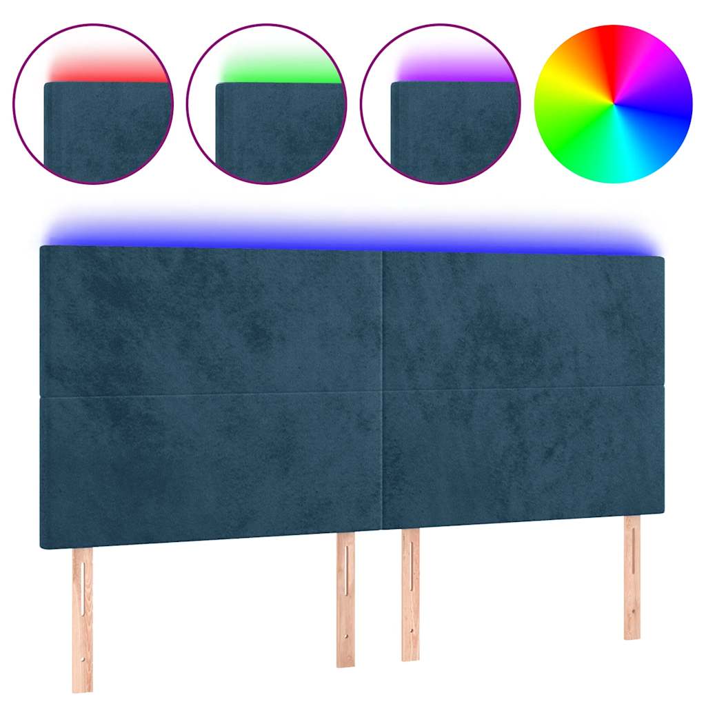 LED uzglavlje tamnoplavo 160x5x118/128 cm baršunasto