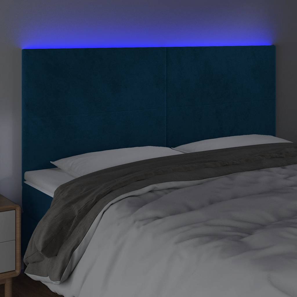 LED uzglavlje tamnoplavo 160x5x118/128 cm baršunasto