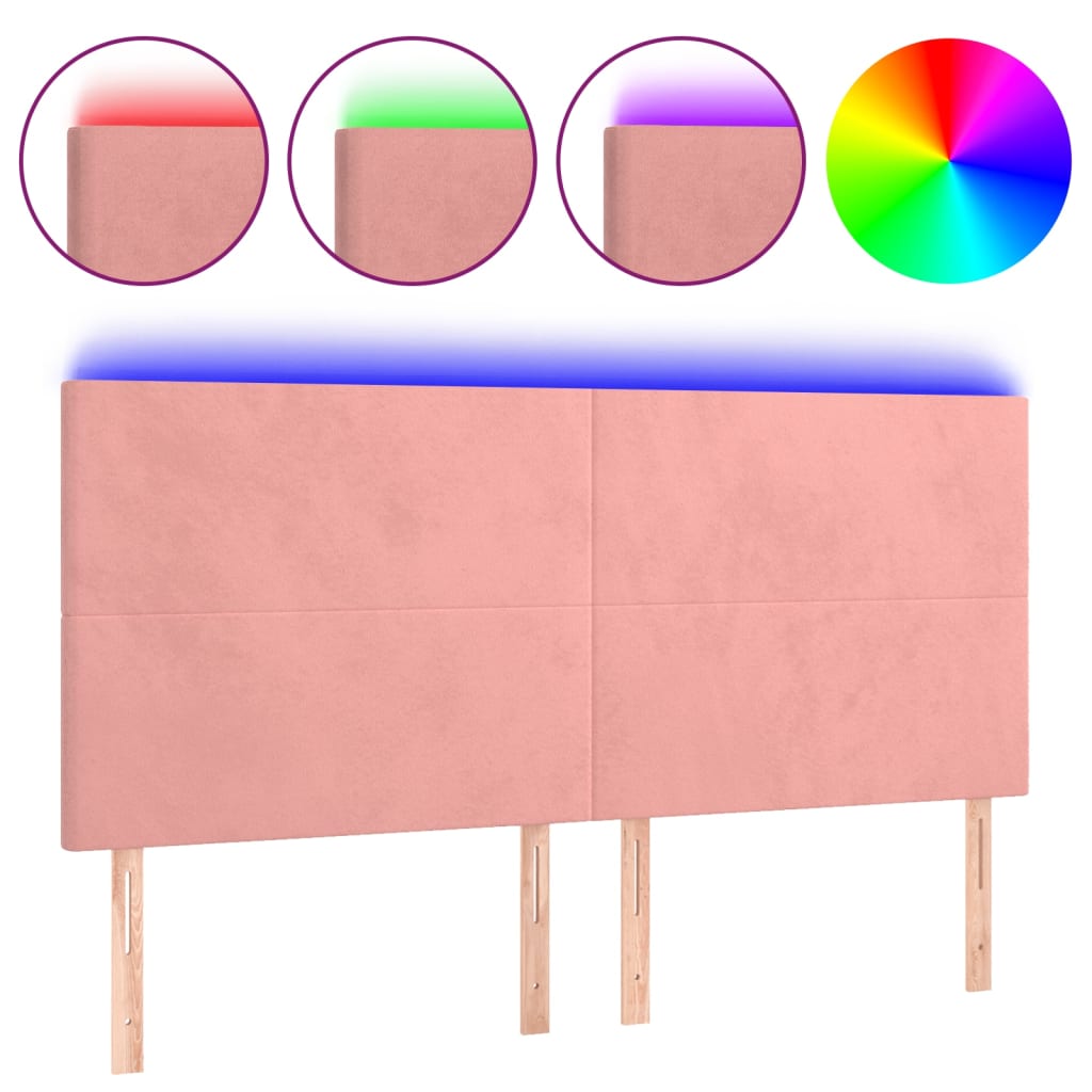 LED uzglavlje ružičasto 180x5x118/128 cm baršunasto