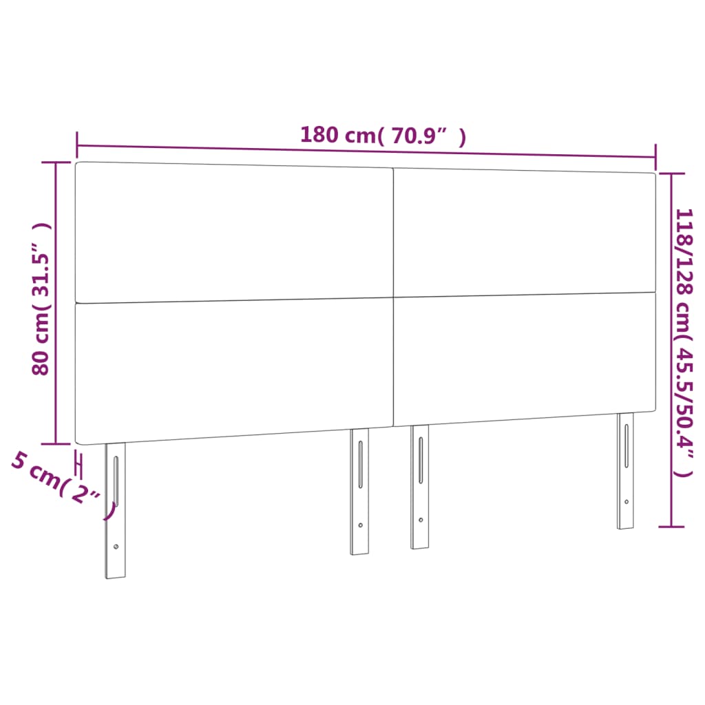 LED uzglavlje ružičasto 180x5x118/128 cm baršunasto