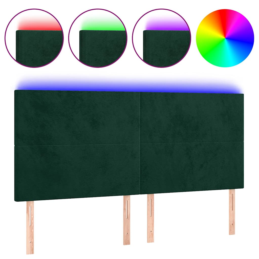 LED uzglavlje tamnozeleno 200x5x118/128 cm baršunasto