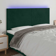 LED uzglavlje tamnozeleno 200x5x118/128 cm baršunasto
