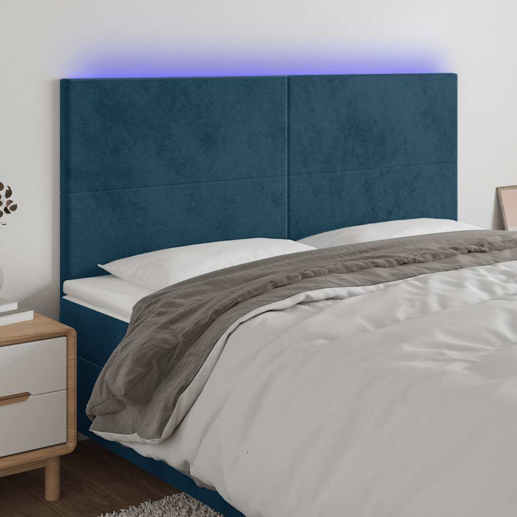 LED uzglavlje tamnoplavo 200x5x118/128 cm od tkanine