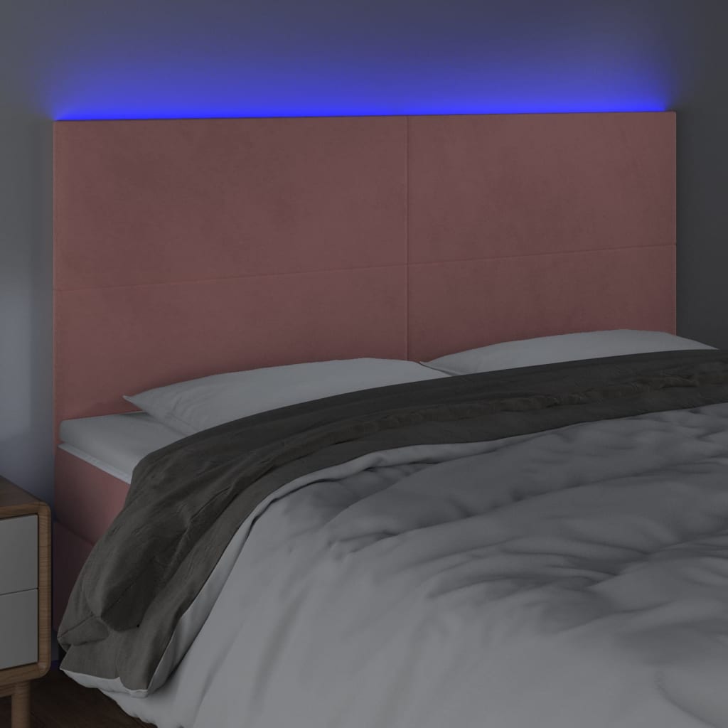 LED uzglavlje ružičasto 200x5x118/128 cm baršunasto