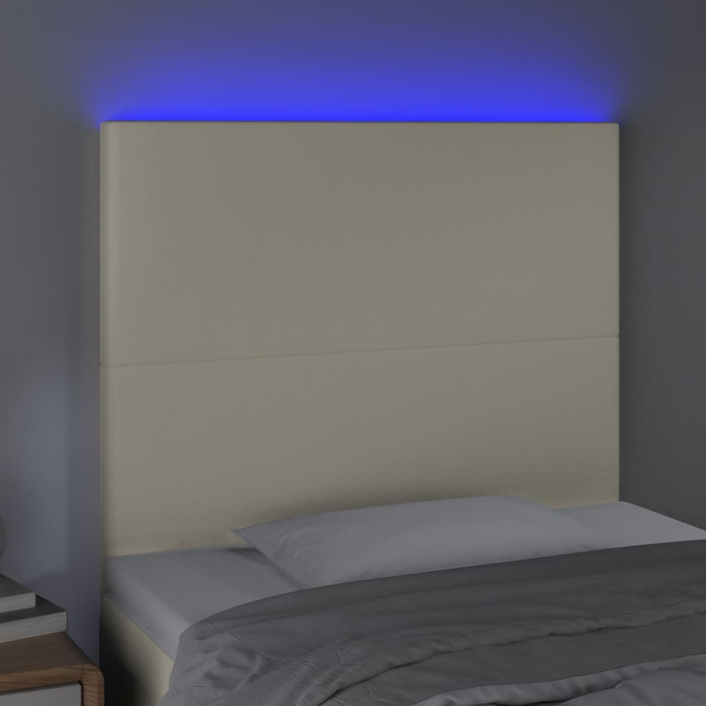 LED uzglavlje krem 80x5x118/128 cm od umjetne kože
