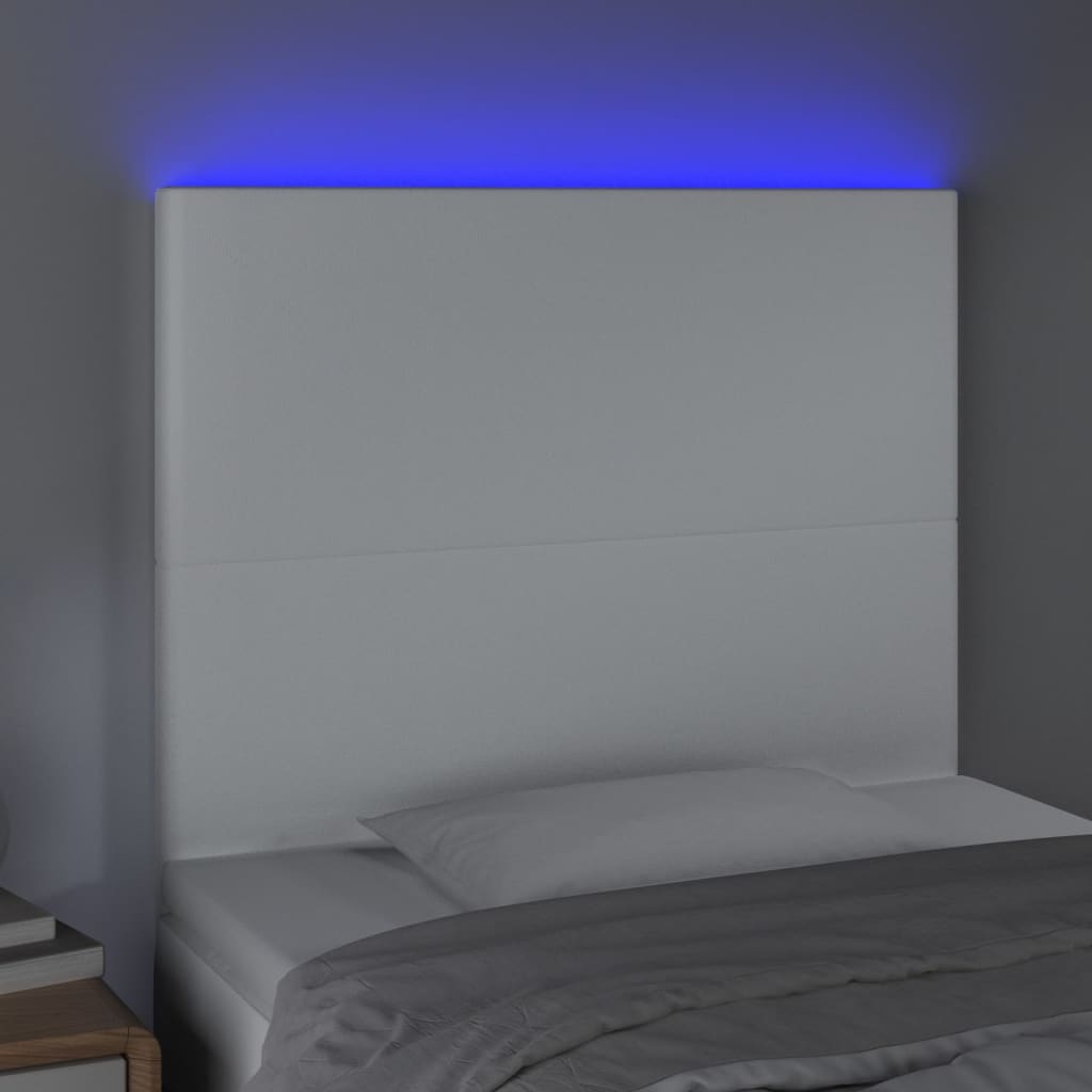 LED uzglavlje bijelo 90x5x118/128 cm od umjetne kože