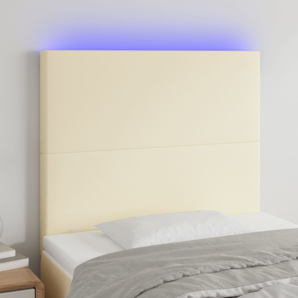 LED uzglavlje krem 90x5x118/128 cm od umjetne kože