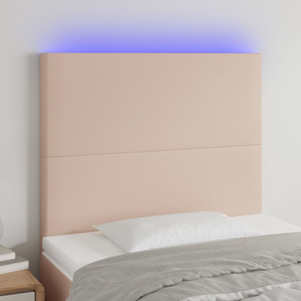 LED uzglavlje boja cappuccina 90x5x118/128 cm od umjetne kože