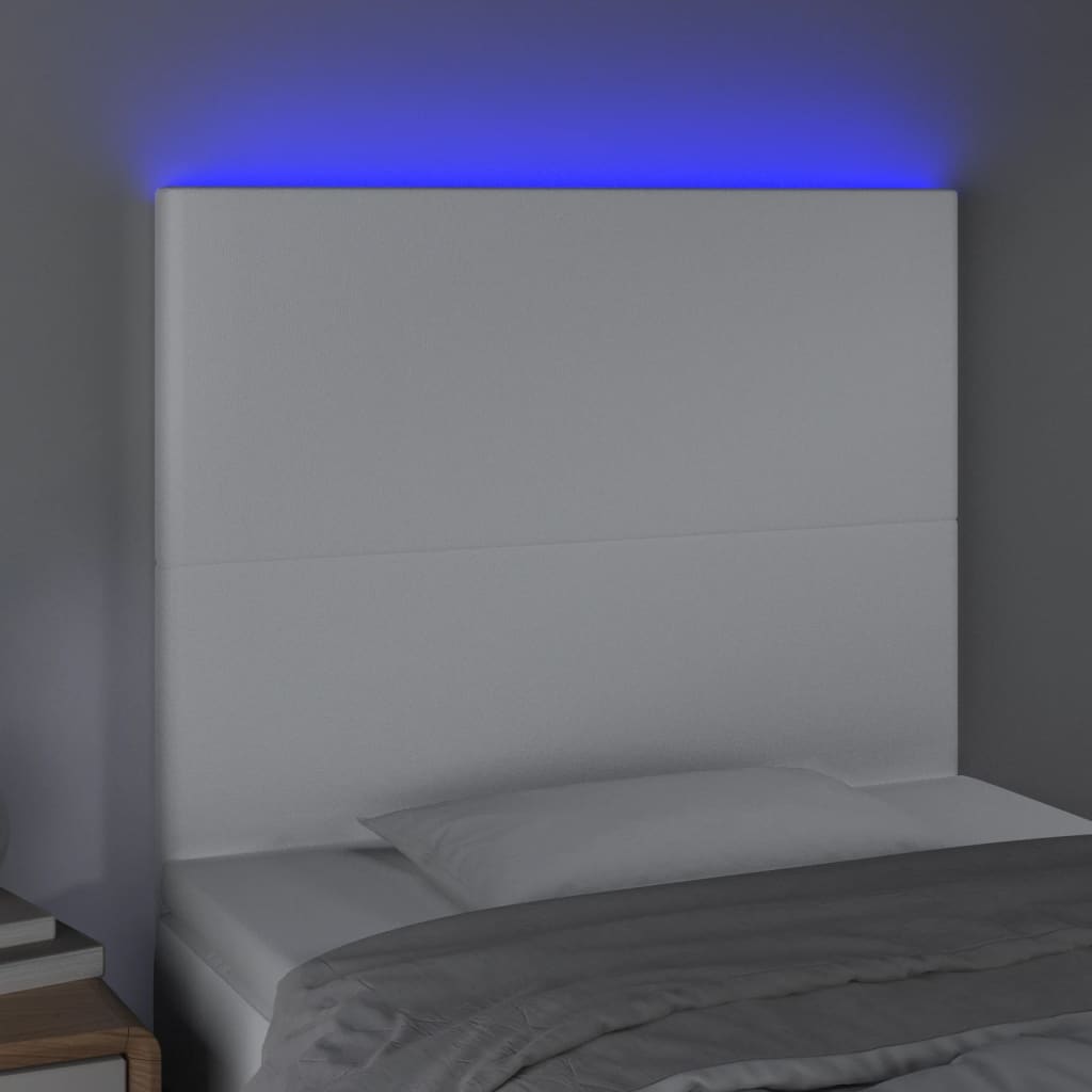 LED uzglavlje bijelo 100x5x118/128 cm od umjetne kože