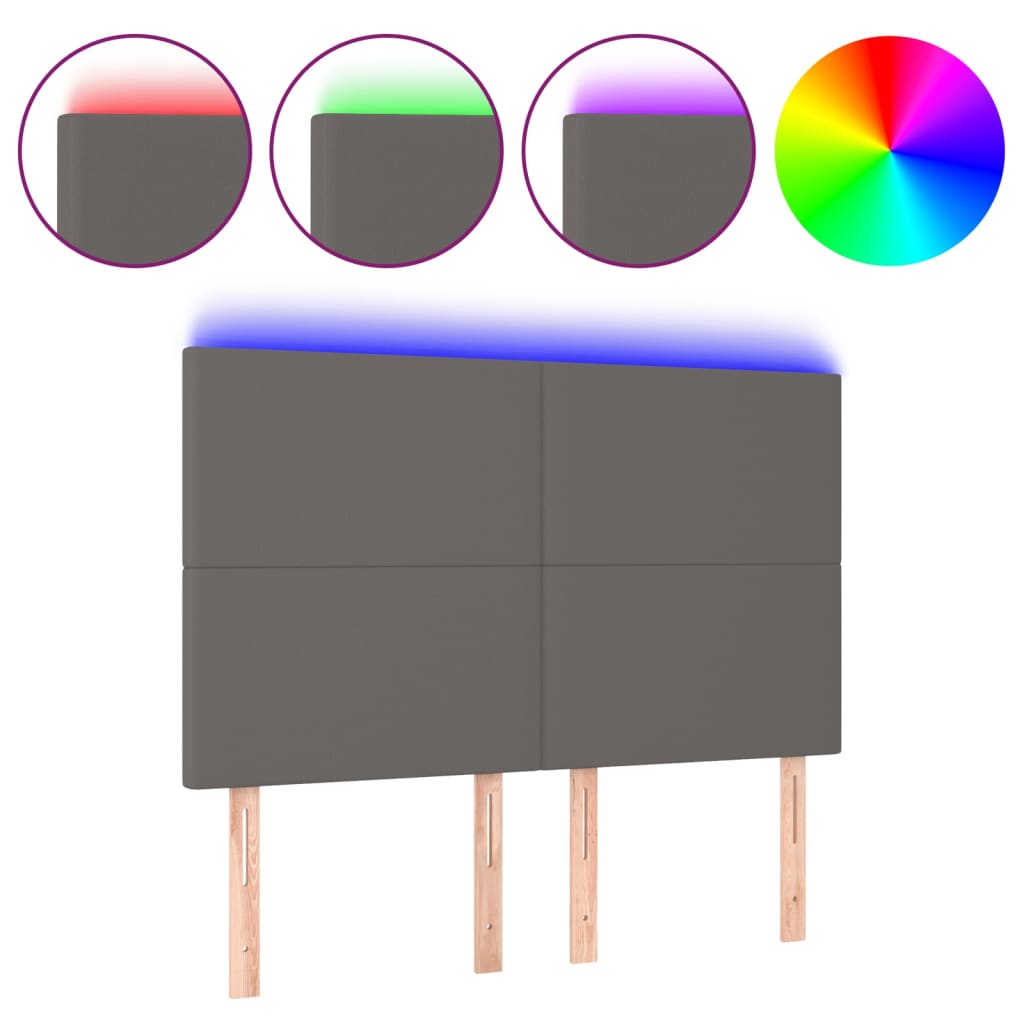 LED uzglavlje sivo 144x5x118/128 cm od umjetne kože