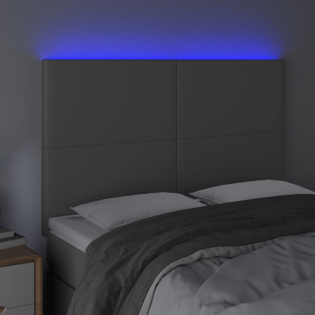 LED uzglavlje sivo 144x5x118/128 cm od umjetne kože