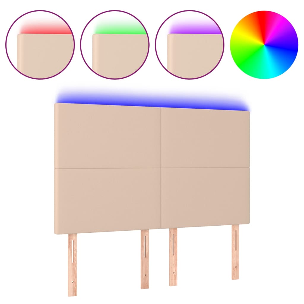 LED uzglavlje boja cappuccina 144x5x118/128cm od umjetna koža