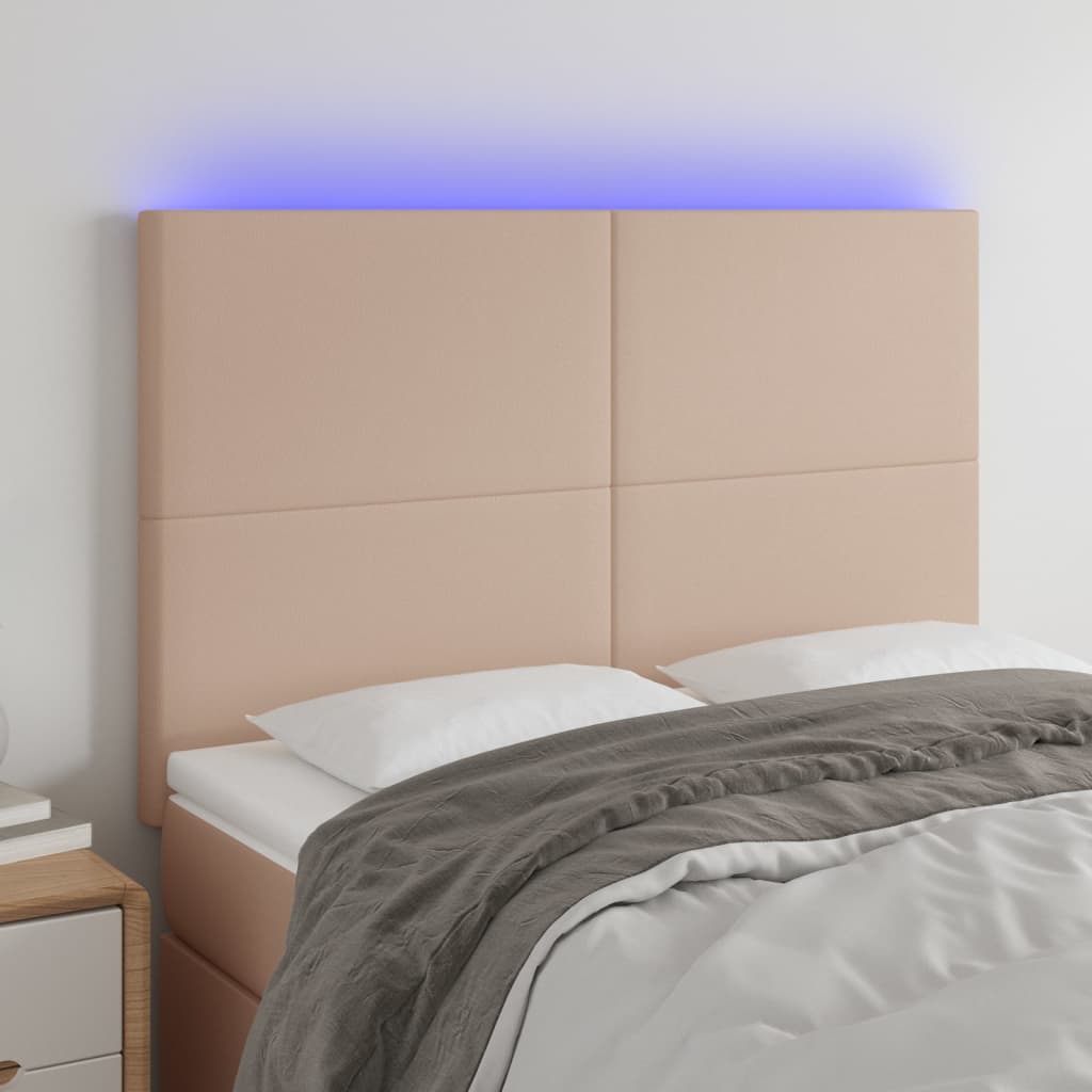 LED uzglavlje boja cappuccina 144x5x118/128cm od umjetna koža