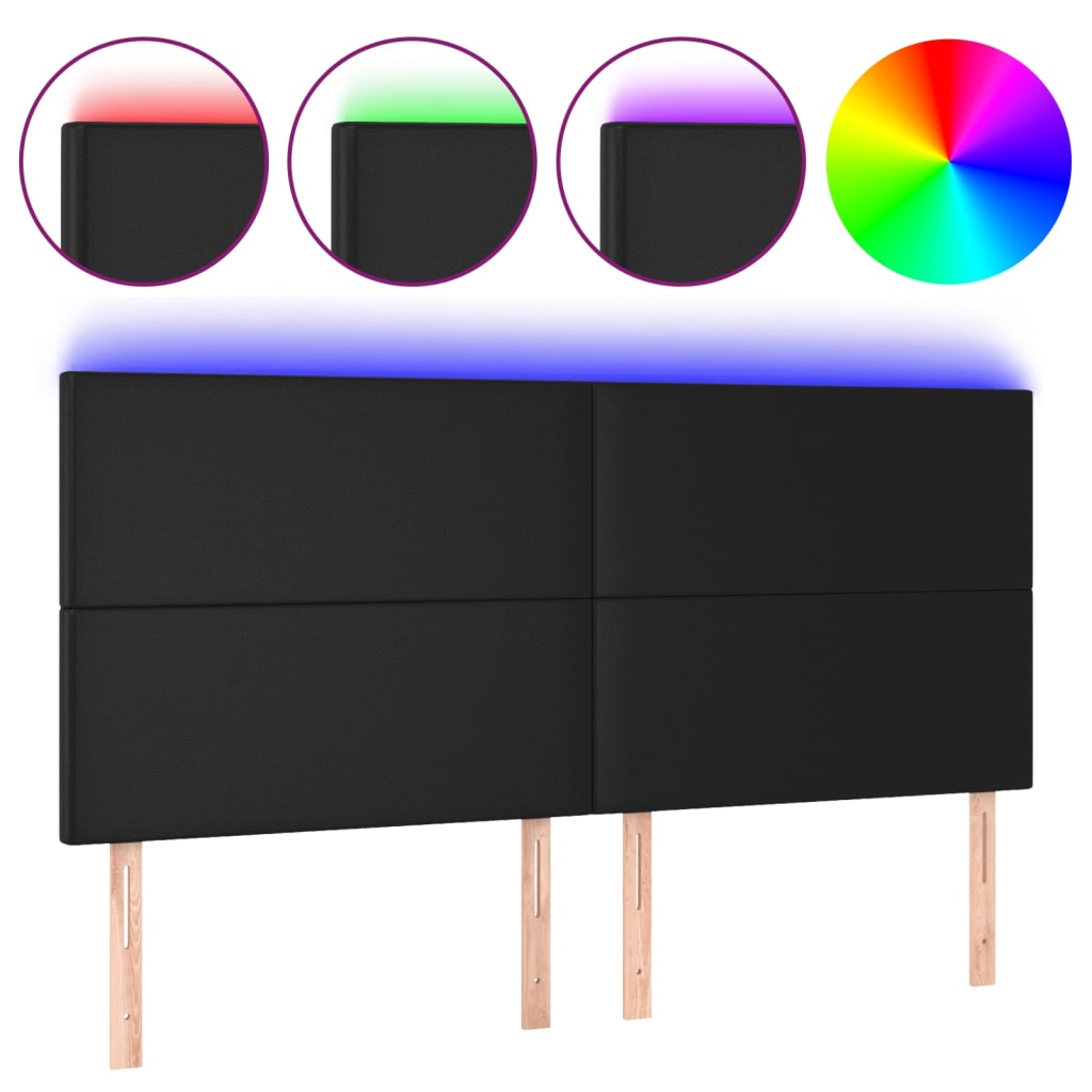 LED uzglavlje crno 180x5x118/128 cm od umjetna koža