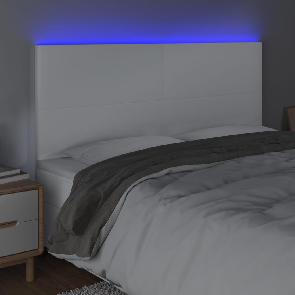 LED uzglavlje bijelo 200x5x118/128 cm od umjetne kože
