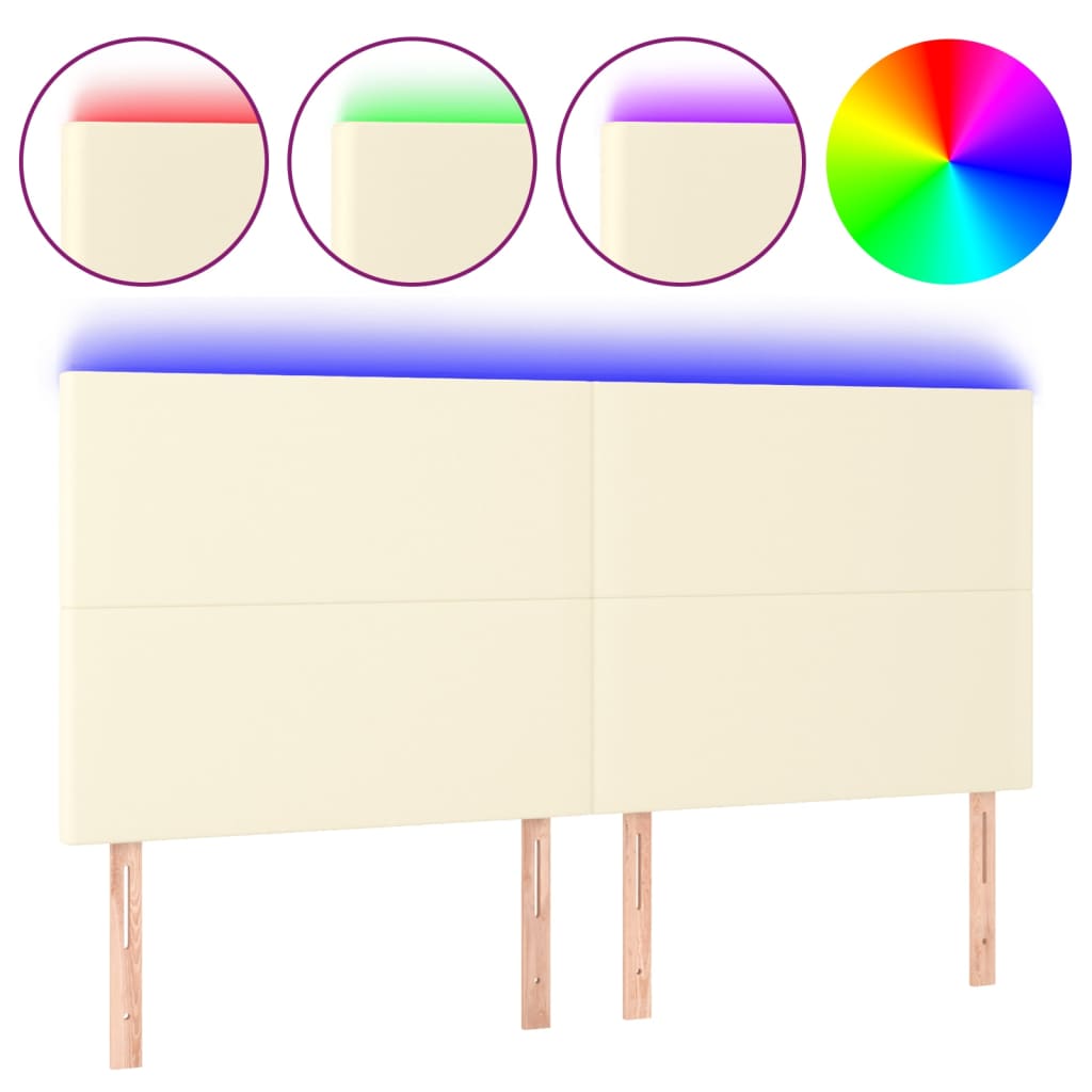 LED uzglavlje krem 200x5x118/128 cm od umjetne kože