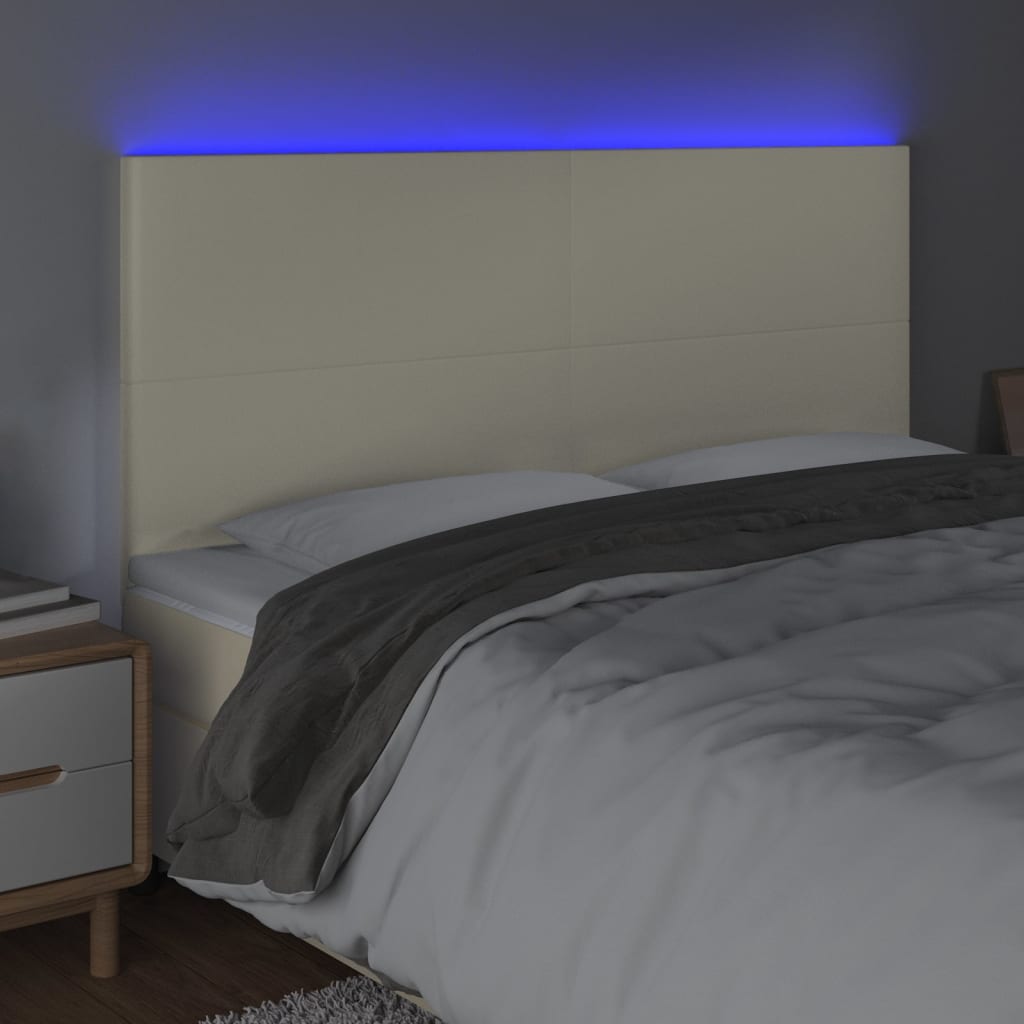 LED uzglavlje krem 200x5x118/128 cm od umjetne kože