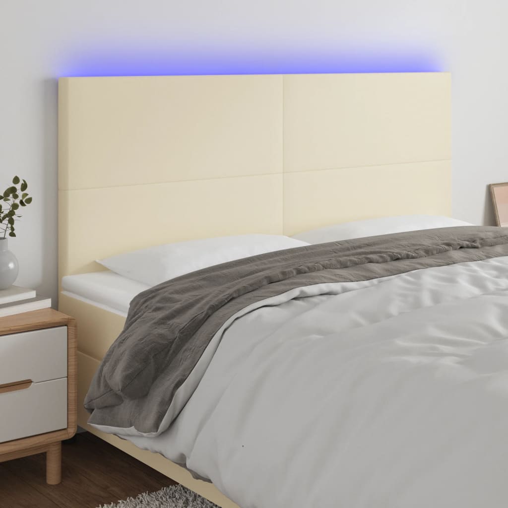 LED uzglavlje krem 200x5x118/128 cm od umjetne kože
