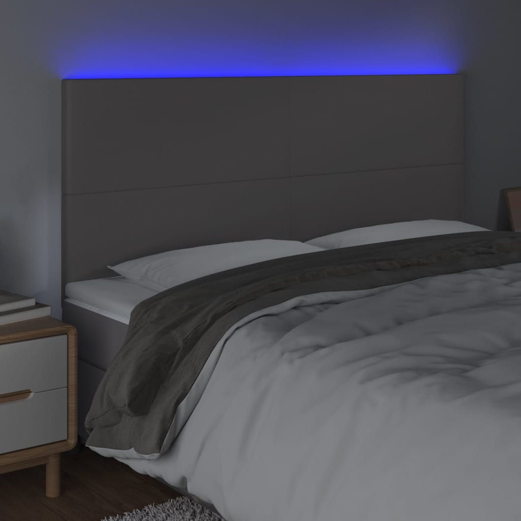 LED uzglavlje sivo 200x5x118/128 cm od umjetne kože