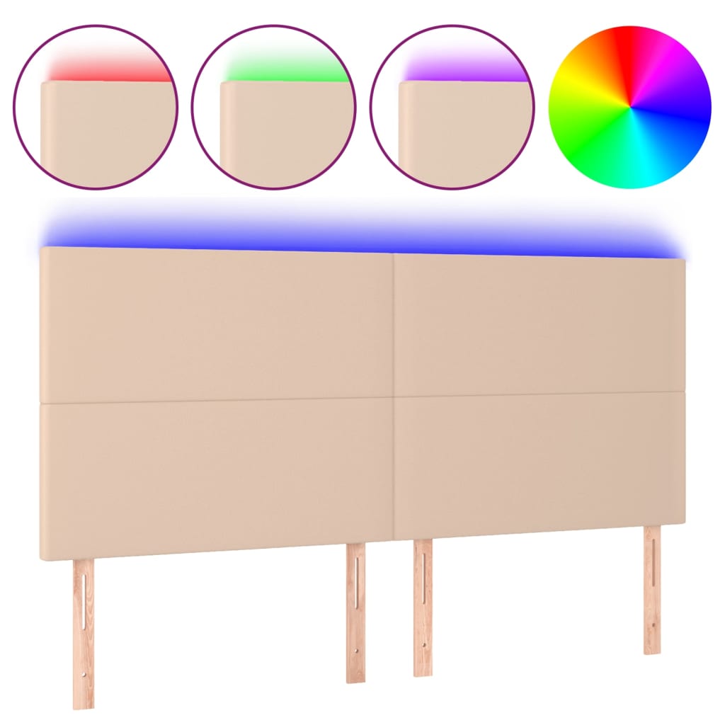 LED uzglavlje boja cappuccina 200x5x118/128 cm od umjetna koža