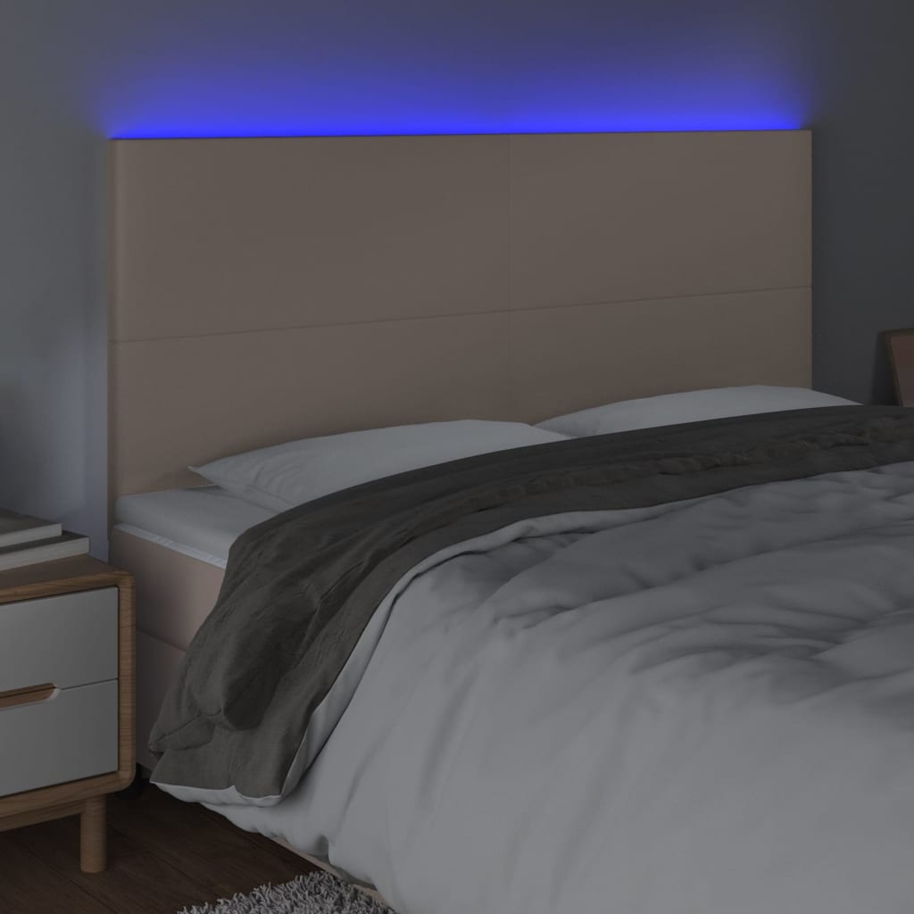 LED uzglavlje boja cappuccina 200x5x118/128 cm od umjetna koža