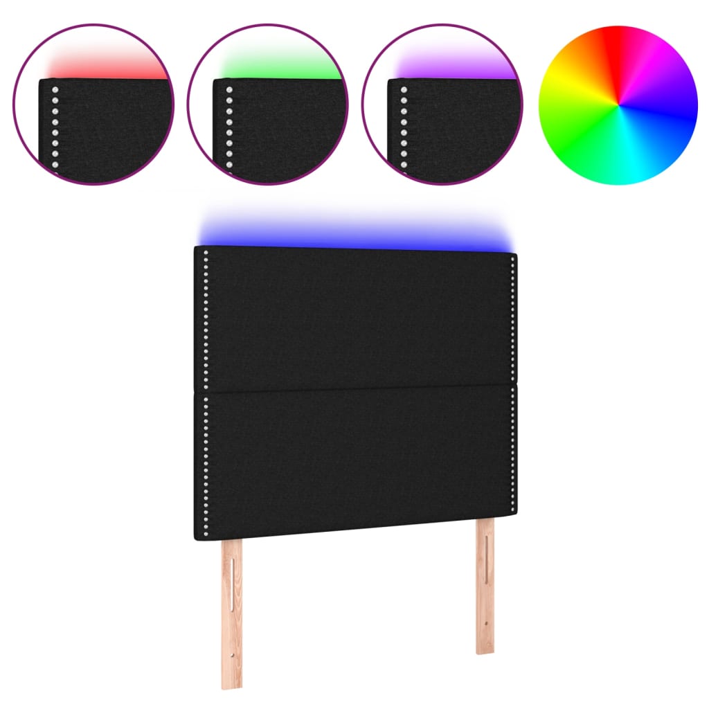 LED uzglavlje crno 80x5x118/128 cm od tkanine