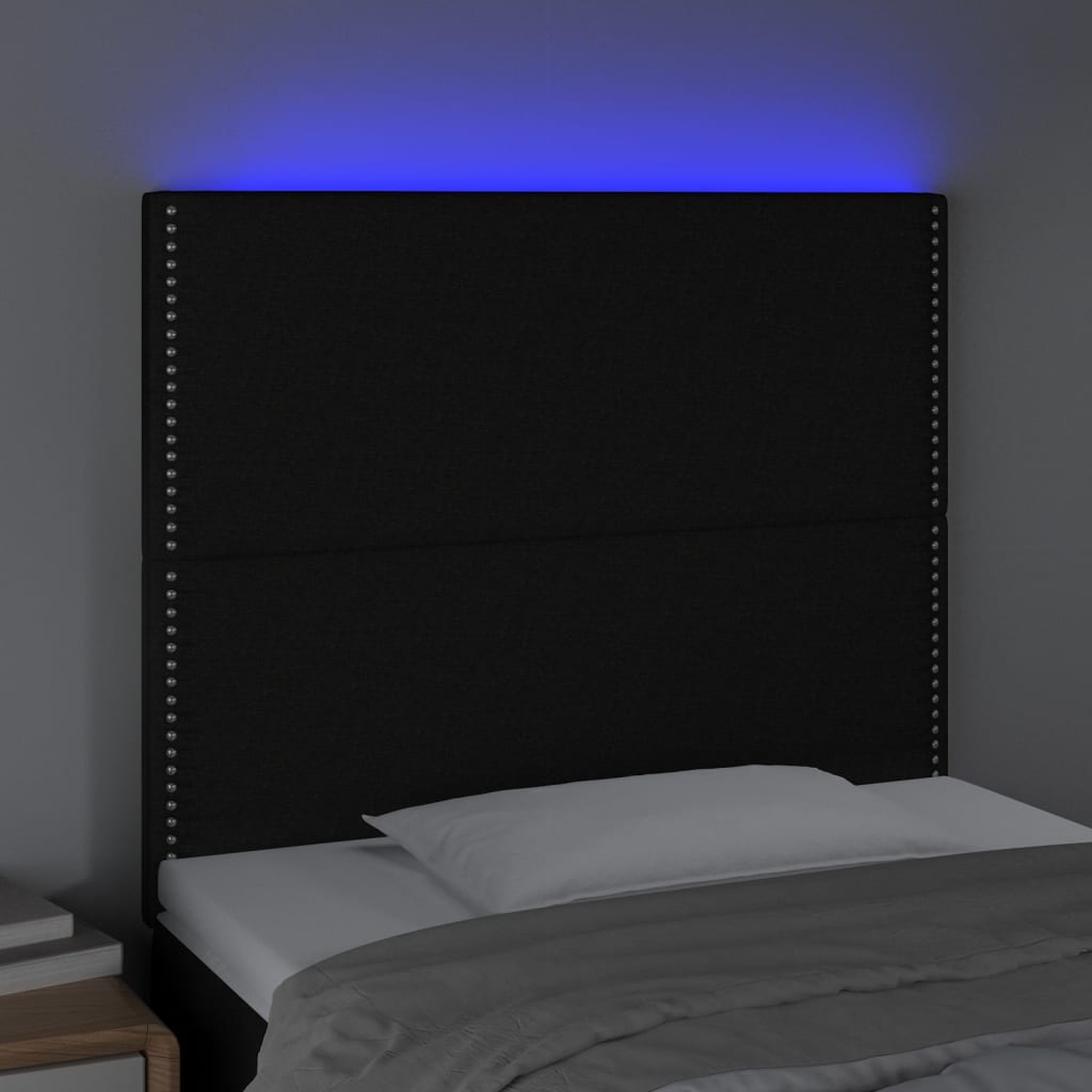 LED uzglavlje crno 80x5x118/128 cm od tkanine
