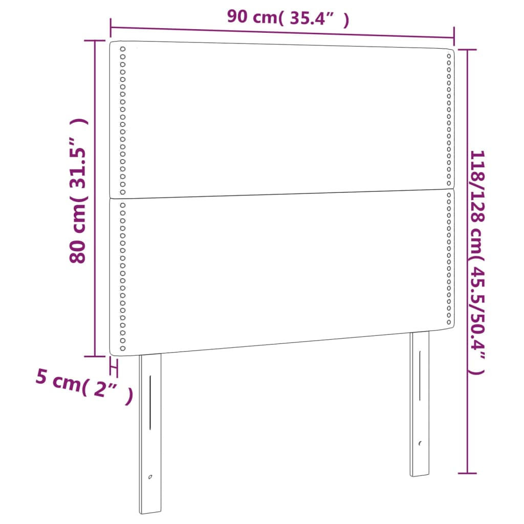 LED uzglavlje tamnosivo 90x5x118/128 cm od tkanine