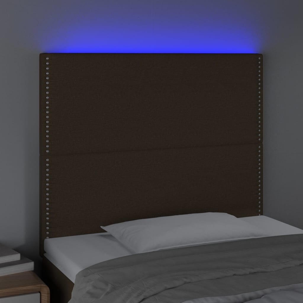 LED uzglavlje tamnosmeđe 90x5x118/128 cm od tkanine