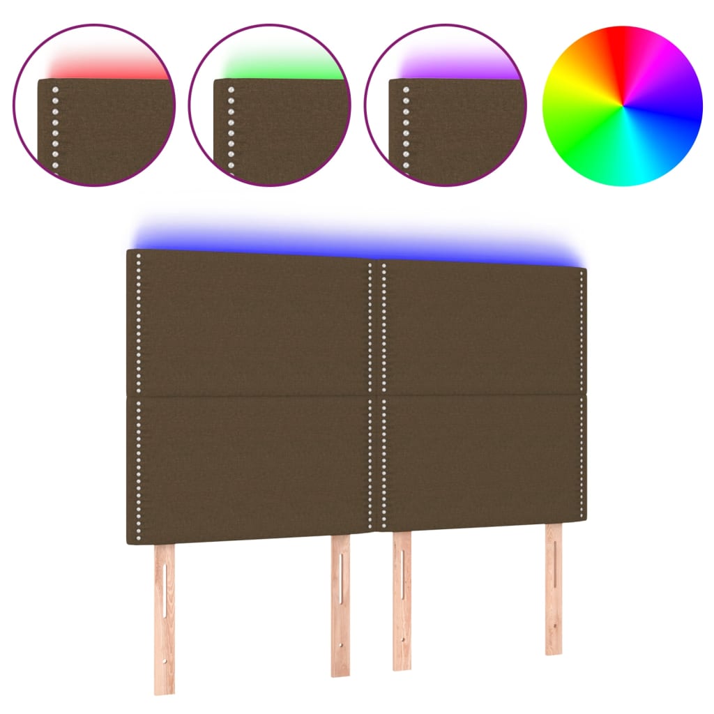 LED uzglavlje tamnosmeđe 144x5x118/128 cm od tkanine