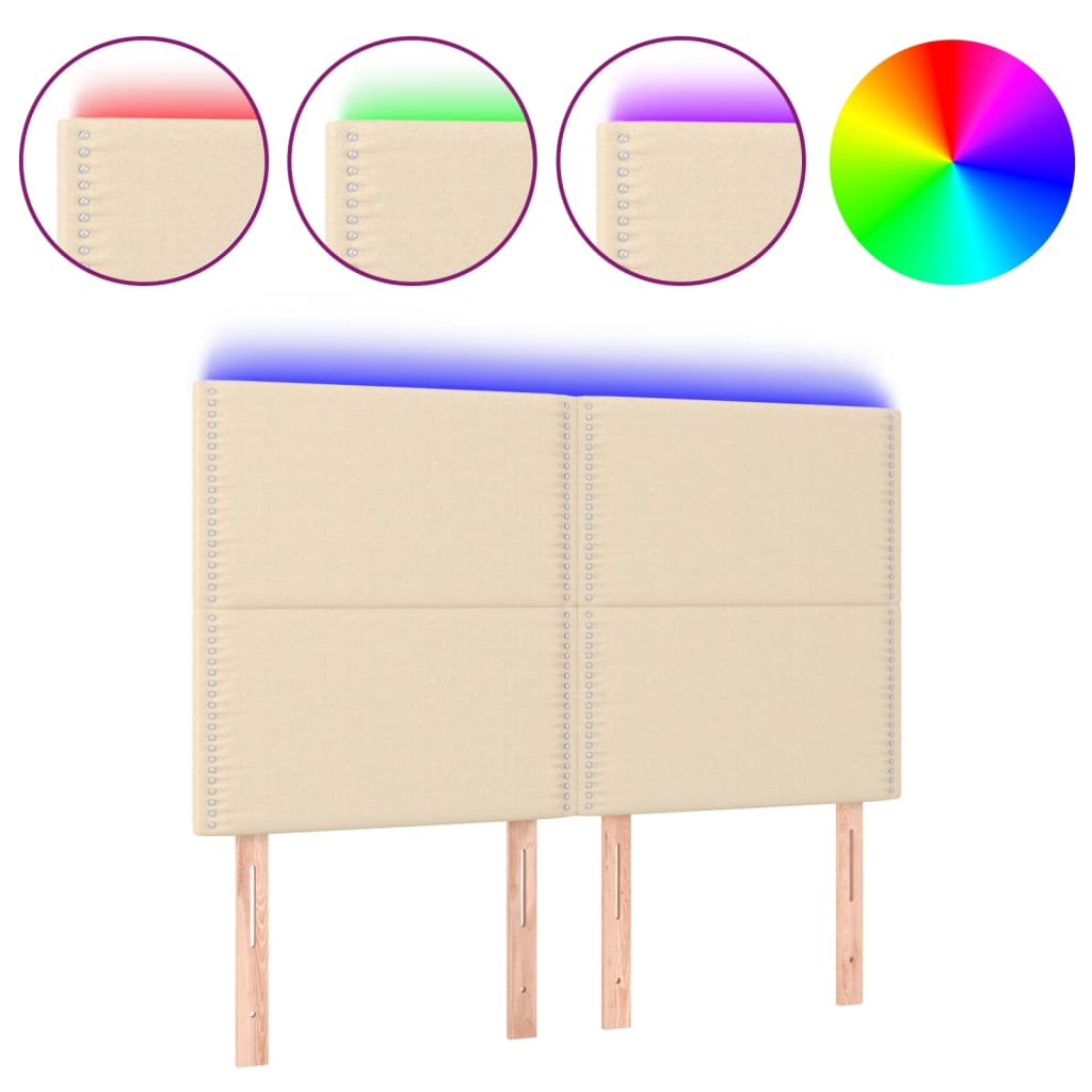 LED uzglavlje krem 144x5x118/128 cm od tkanine