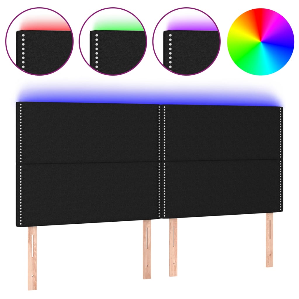 LED uzglavlje crno 160x5x118/128 cm od tkanine