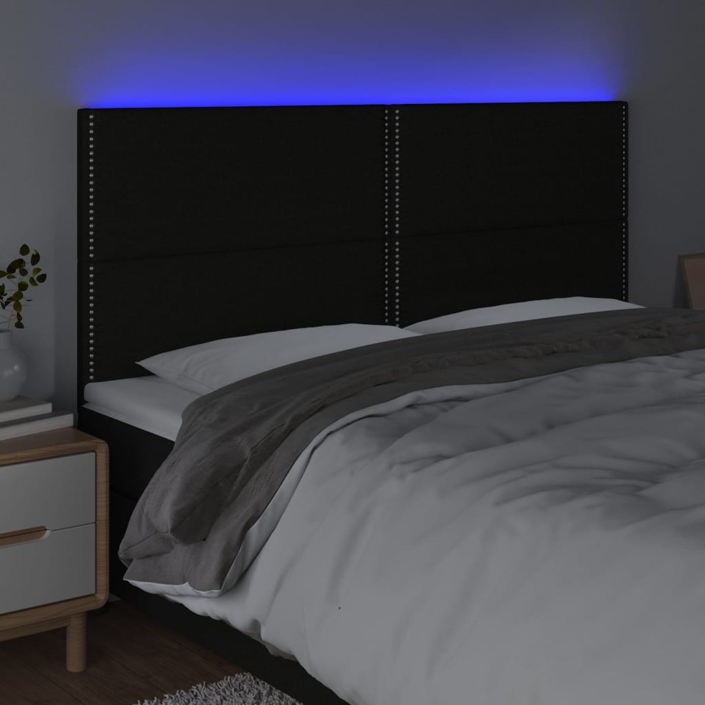 LED uzglavlje crno 160x5x118/128 cm od tkanine