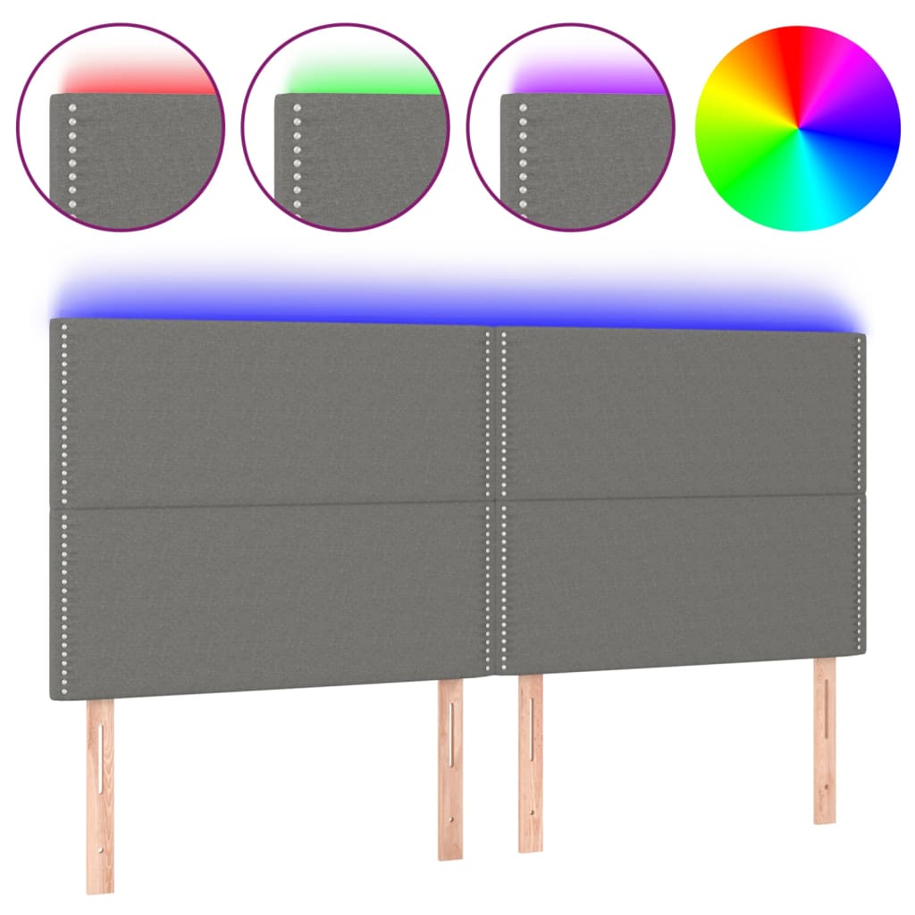 LED uzglavlje tamnosivo 180x5x118/128 cm od tkanine