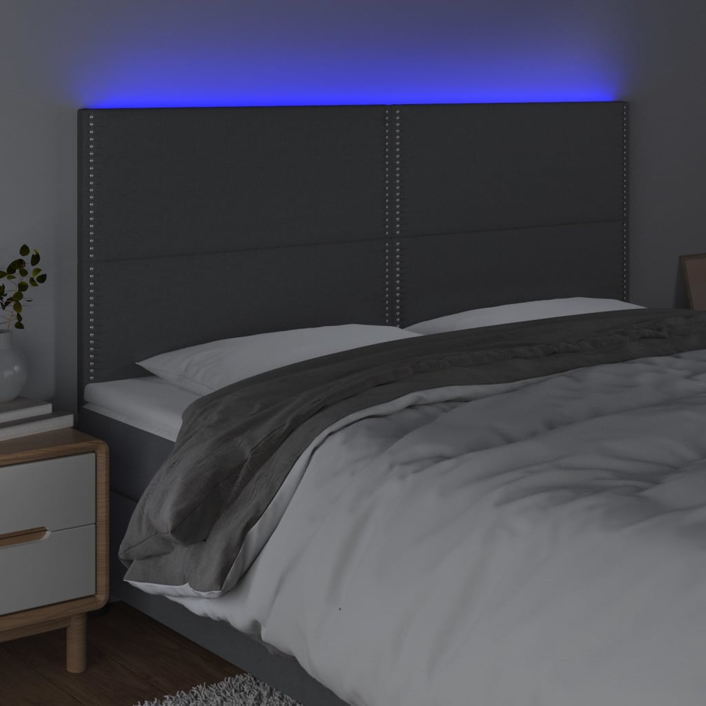 LED uzglavlje tamnosivo 180x5x118/128 cm od tkanine