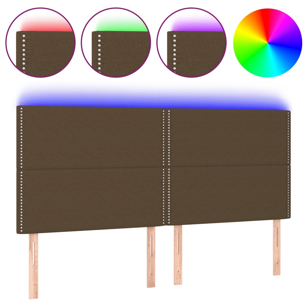 LED uzglavlje tamnosmeđe 180x5x118/128 cm od tkanine