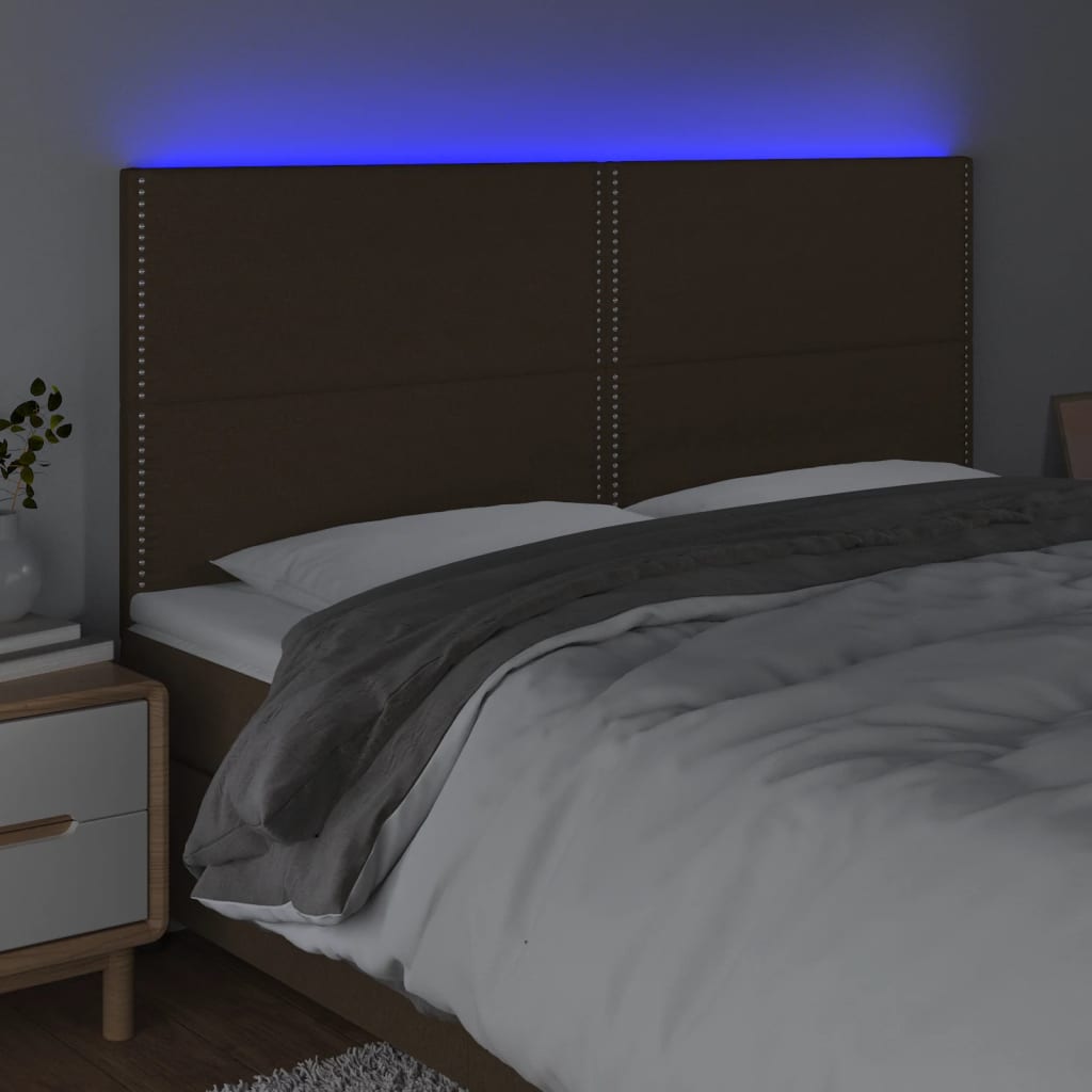LED uzglavlje tamnosmeđe 180x5x118/128 cm od tkanine