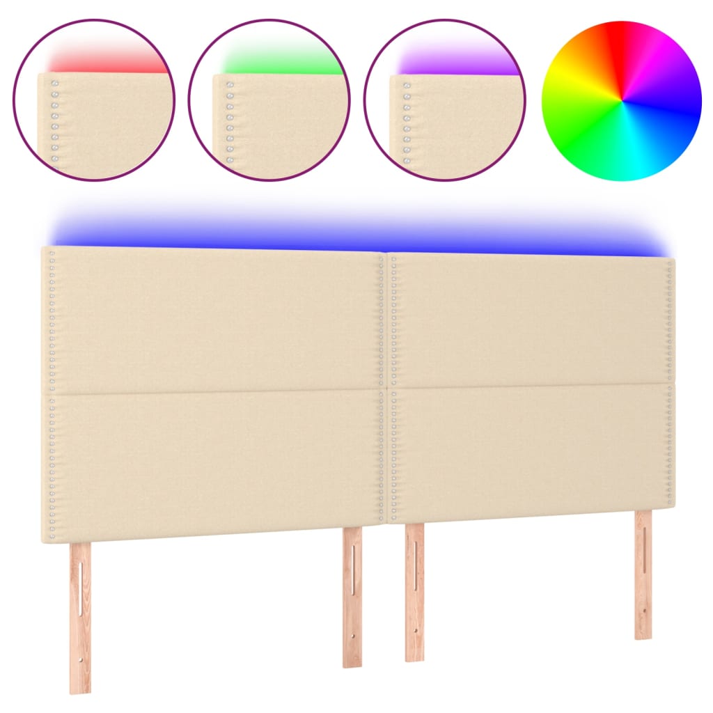 LED uzglavlje krem 180x5x118/128 cm od tkanine